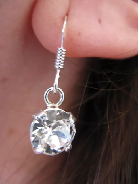 Boucles d'oreilles en argent 925 avec cristal de Swarovski de 8 mm NEUF