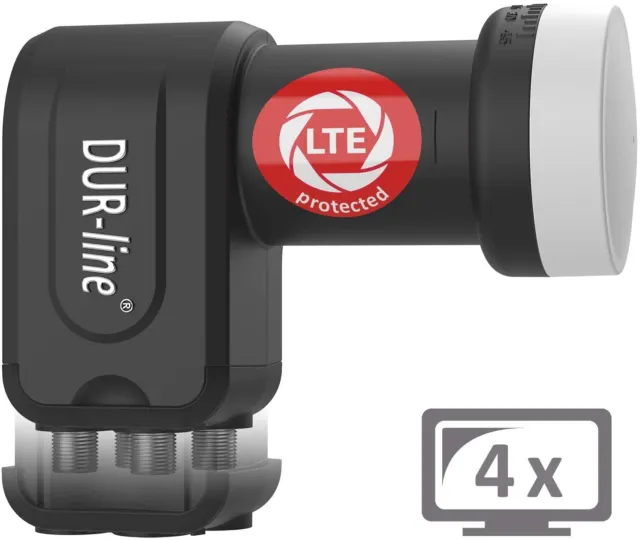 DUR-line + Ultra Premium Quad LNB 4 Abonné, Lte-Filter, Fullhd, HDTV, 3D 4K 2