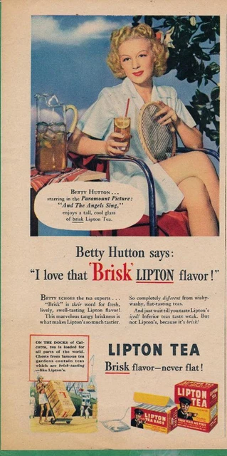 Magazine Ad - 1944 - Lipton Tea - World War 2 - Betty Hutton