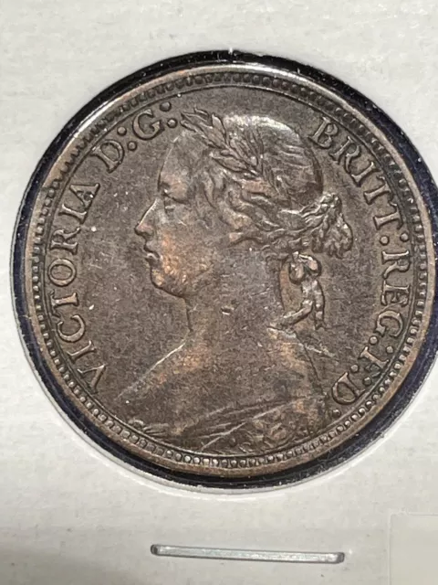 1880 - One Farthing Coin from Great Britain, nice mid-grade coin