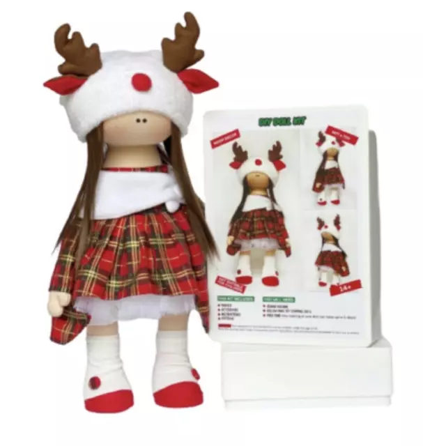 DIY Sewing Kit Make Your Own Textile rag Doll Pattern Tilda - Christmas Reindeer