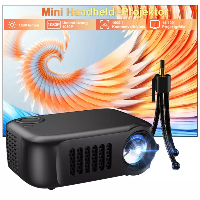 XGODY Mini projektor Beamer 1080P Full HD Tragbares Heimkino HDMI USB DE Stock