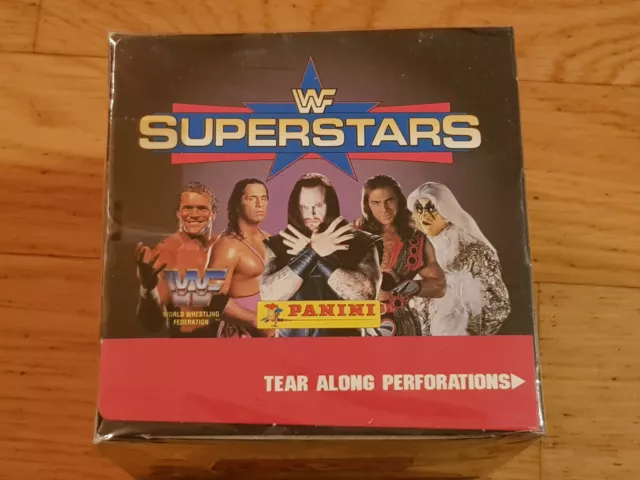 Panini WWF Superstars 1997, 1 box, 50 sticker packs, Rocky Maivia, rookie, PSA
