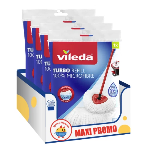 Testine Di Ricambio Per Mop Vileda Turbo &ndash; Panni In Microfibra Bianchi, Nuovi