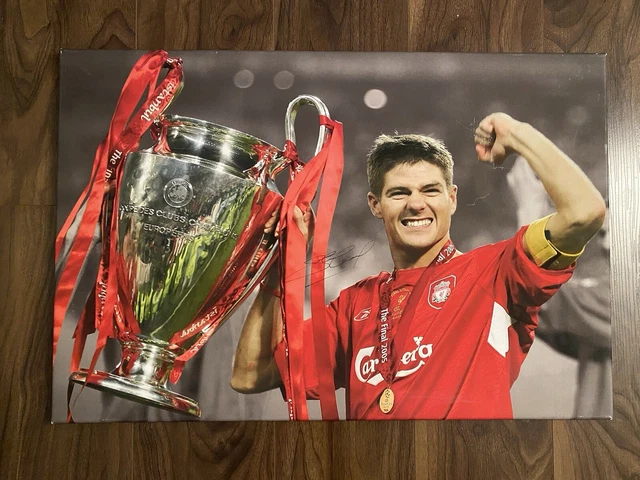 LIVERPOOL FC: STEVEN Gerrard Signed Canvas 2005 Champions League