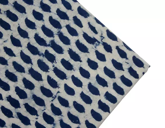 4.6m Indiano Blu Indigo Mano Blocco Stampa Cotone Tessuto Creazione Vestiti