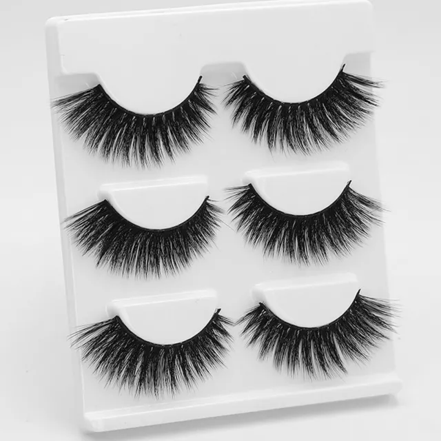 3 Pairs 100% Mink Natural Thick Eyelashes Makeup Long False Eye Lashes Extension