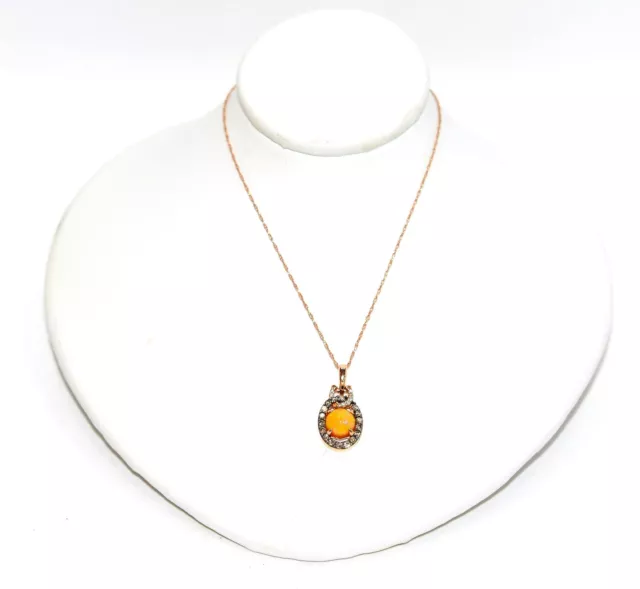 LeVian Natural Opal & Diamond Necklace 14K Rose Gold .83tcw Pendant Necklace