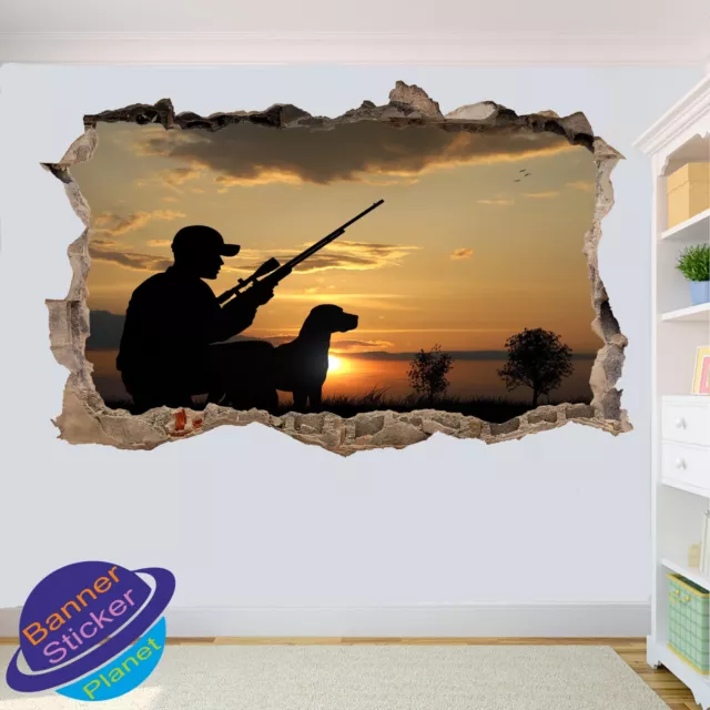 Sunset Dog Hunting Hunter Wall Sticker 3D Art Poster Room Decor Decal Mural Zs4