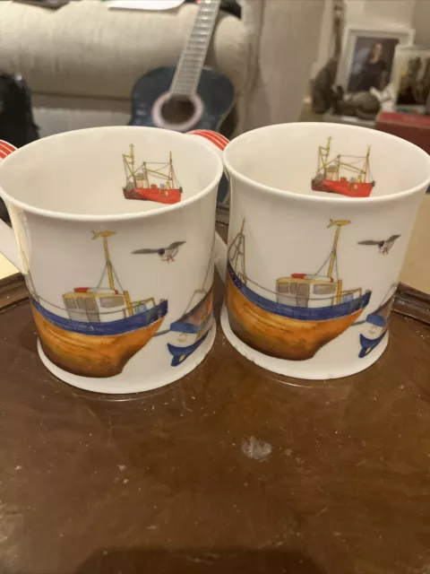 Dunoon Seaside Boats At Low Tide Emma Ball Fine Bone China Mug Minor Damage Base