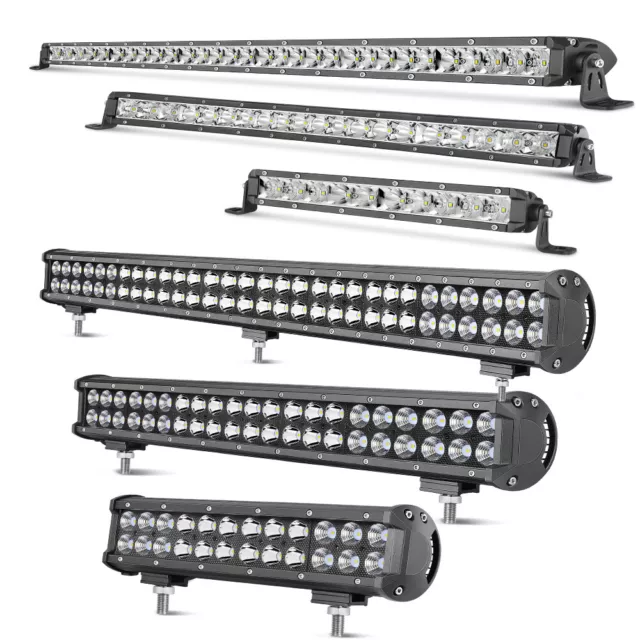 12/20/28/30" Led Light Bar Dual/Single Row Spot Flood Offroad Truck Driving FOG