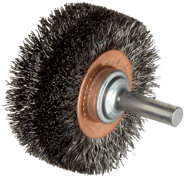 Weiler 17619 2" Wide Face Stem-Mounted Crimped Wire Wheel, .0118" Steel Fill, 1/