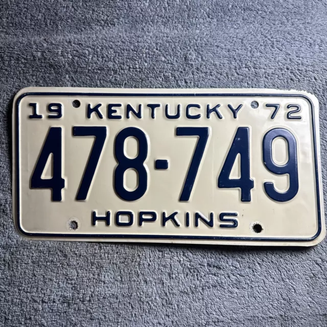 1972 Hopkins County Kentucky License Plate 478-749