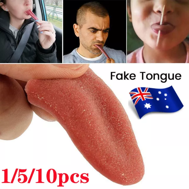 Fake Tongue Jokes Prank Halloween Magicians Prop Stretchable Realistic Tongue AU