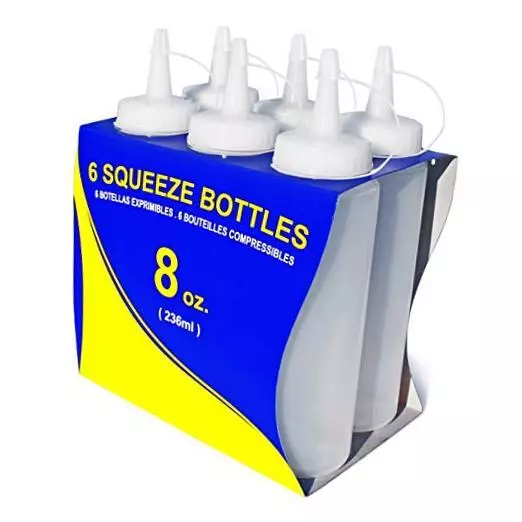 26115 Squeeze Bottles, Plastic, 8 oz, Pack of 6 Clear