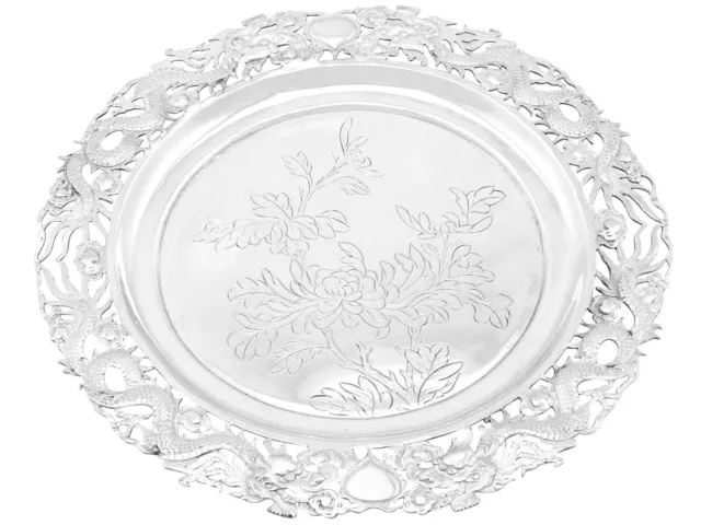 Antique Chinese Export Silver Salver, Circa 1900