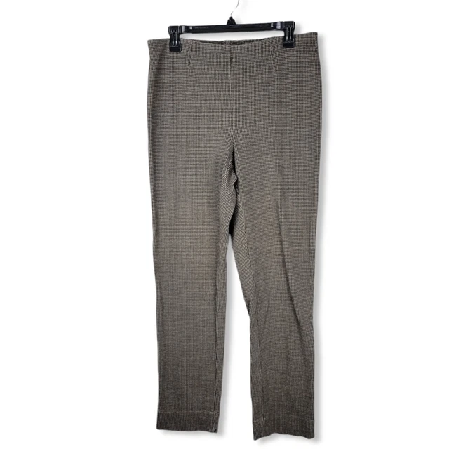 J Jill Houndstooth Pull On Ponte Slim Leg Pants Brown Size Medium