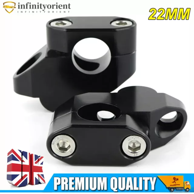 22mm 7/8'' Handle Bar Clamp Riser Motorcycle Handlebar Moved Up Black Aluminium