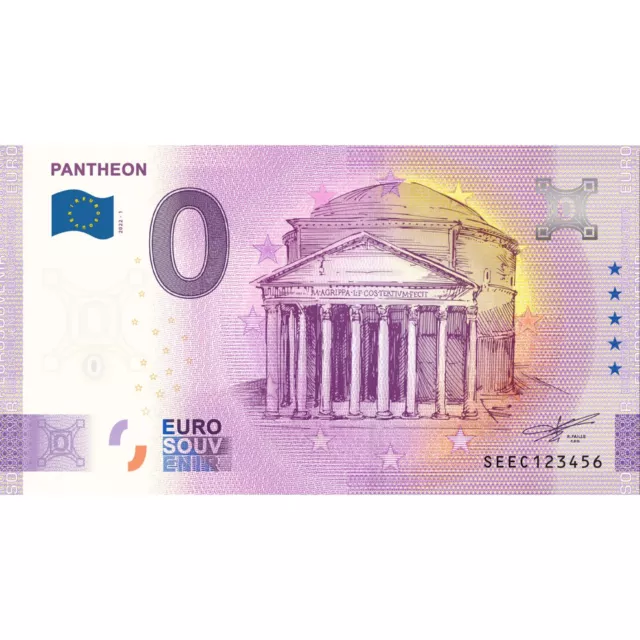 0 € Zero Euro Souvenir Banconota Italia 2022 - Pantheon