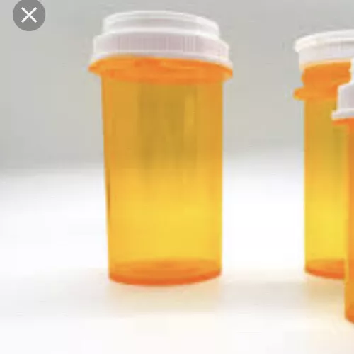 RX Medicine Bottles Child Proof Empty Plastic Amber Pill Prescription 1x3 In