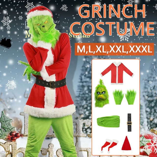 Adults The Grinch Costume Xmas Party Cosplay Christmas Santa Fancy Dress Outfits