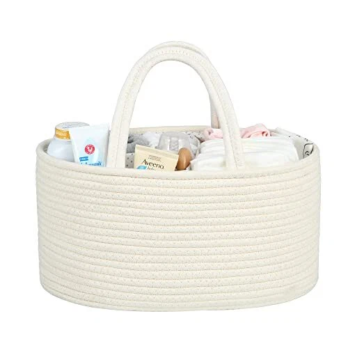 Baby Diaper Caddy Organizer for Girl Boy Rope Car Diaper Caddy Organizer White