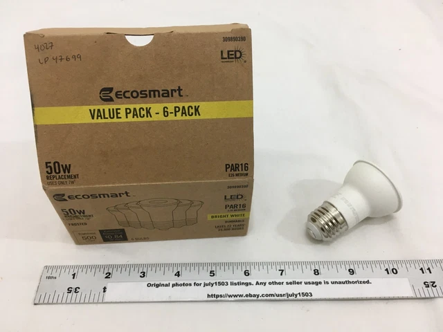 (6) NEW EcoSmart 50W Frosted LED PAR16 Bright White 3000K 500 Lumens Dimmable
