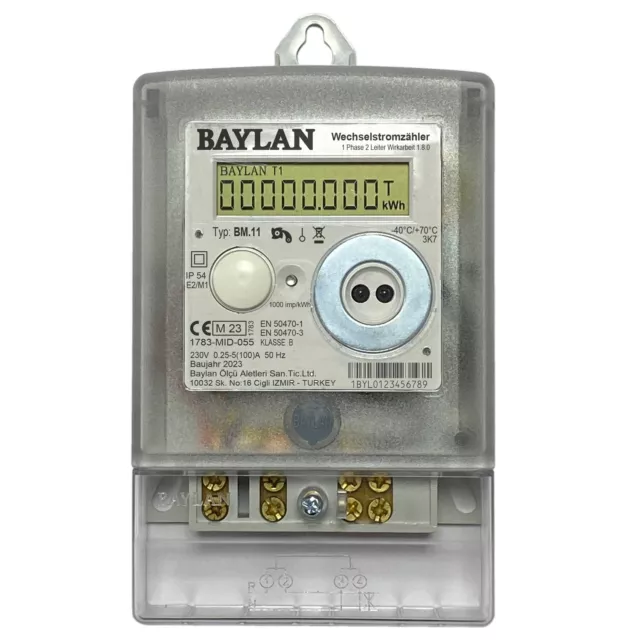 BAYLAN BM11 Wechselstromzähler MID23 geeicht für Zählerkreuzmontage 5(100)A 230V