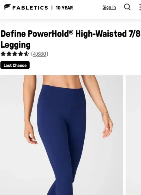 FABLETICS DEFINE POWERHOLD High-waisted 7/8 Leggings Collegiate Navy Size  Small £29.74 - PicClick UK