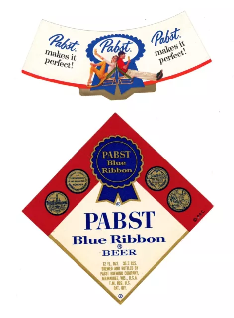 vintage beer label - PABST BLUE RIBBON BEER - Milwaukee, WI