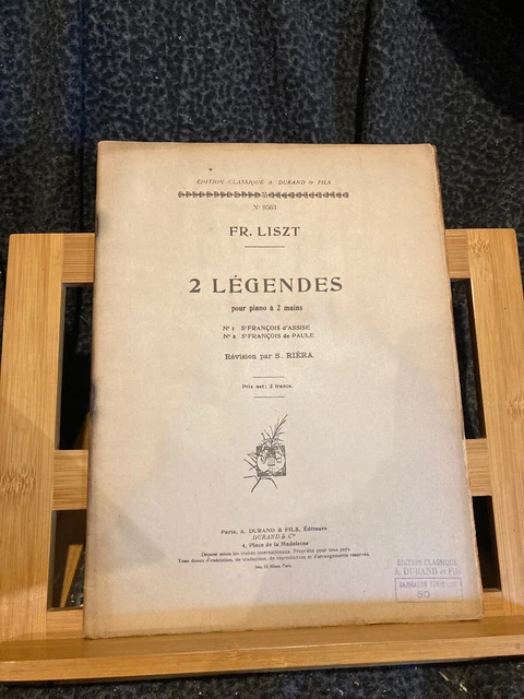 Franz Liszt Deux légendes pour piano rev. S. Riéra partition éditions Durand