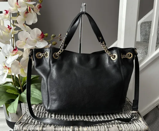 Lovely MICHAEL KORS Black Leather Chain Strap Handbag Shoulder Crossbody Bag