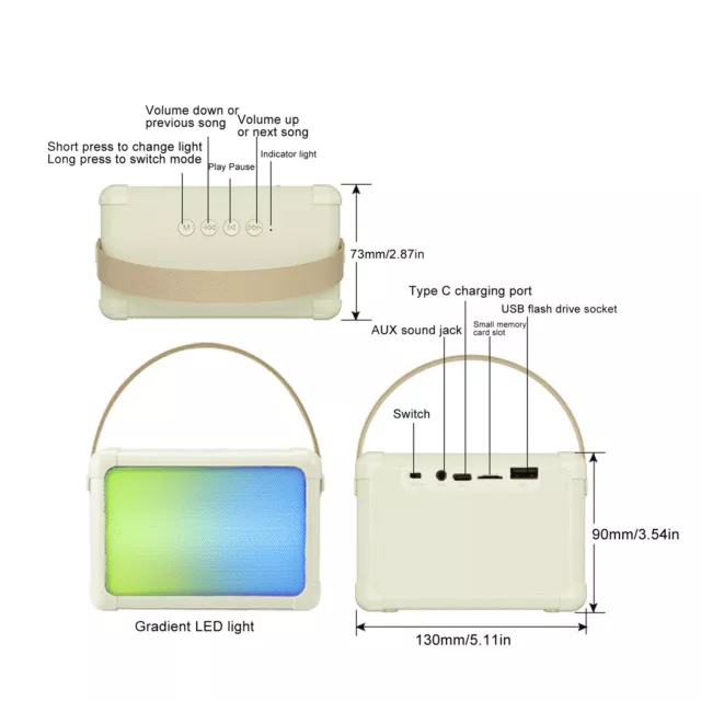 (Beige)Karaoke Machine Karaoke Speaker Large Capacity Battery 6 Sound