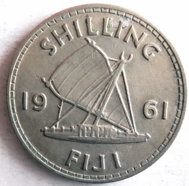 1961 FIJI SHILLING - Excellent Coin - FREE SHIP - Bin #14