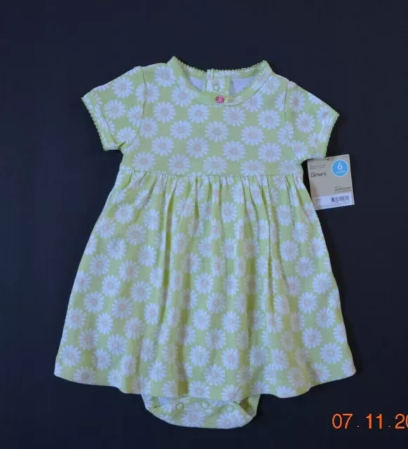 Carters Baby Infant Girl Mint Green Bodysuit with Floral Daisies - 6 months NWT