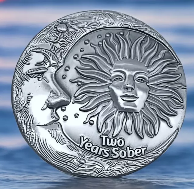 🔥TWO YEARS SOBER Antique Silver Sobriety Medallion Chip, 2 Year AA ...