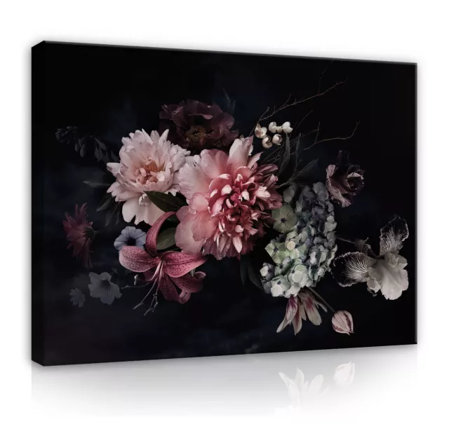 BLUMEN SCHWARZ ROSEN XXL Wandbilder Wohnzimmer Leinwand Bilder Canvas Wandbild 2