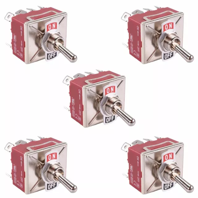 5 x On-Off Toggle Switch 250V 15A 4PST