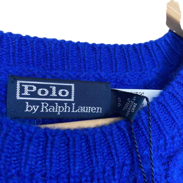 POLO RALPH LAUREN Striped Cable-Knit Wool Alpaca Sweater Jumper Aran ...