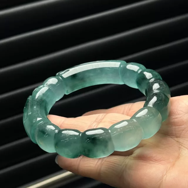 Certified Natural A high Ice Green Burmese Jade jadeite bracelet bangle 59mm