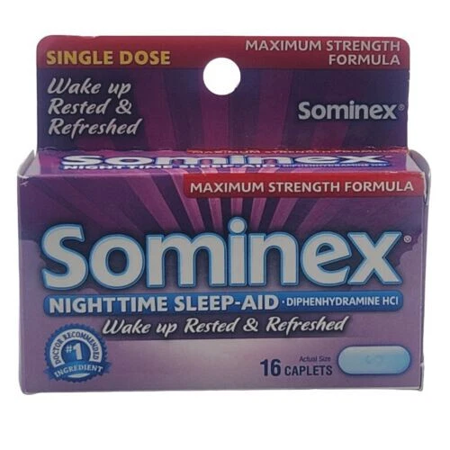 Sominex ayuda nocturna para dormir difenhidramina dosis única 16 cápsulas expiración 07/2024