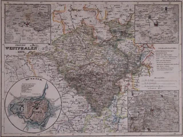 Dated 1837 Universal Atlas Map ~ PROVINZ WESTPHALEN / PRUSSIA ~ (10x12)-#1289
