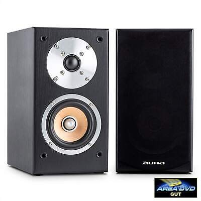 Auna ENCEINTE BIBLIOTHEQUE AUDIO HIFI 2x CAISSON DE BASSES HAUT PARLEUR 4" BOIS NOIR 