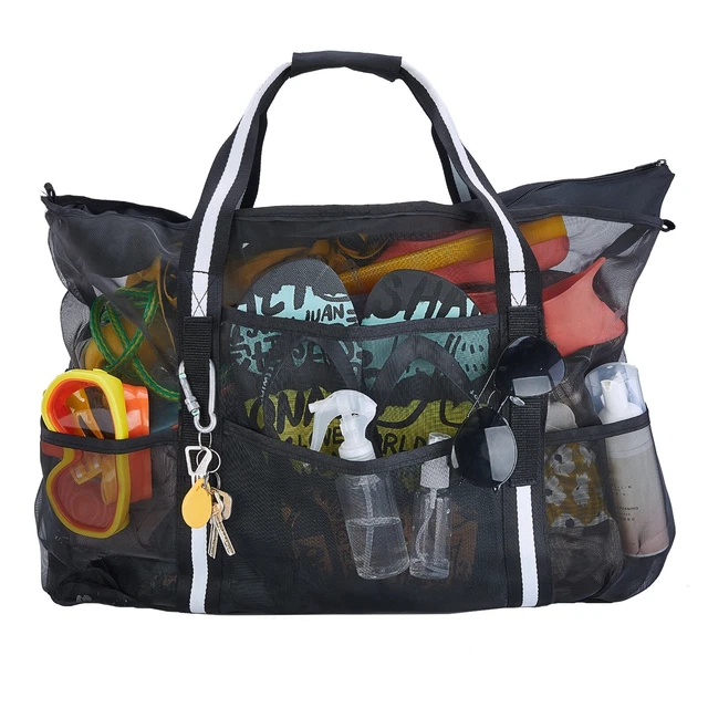 Bolso de playa negro extra voluminoso para ropa toallas y mucho más!