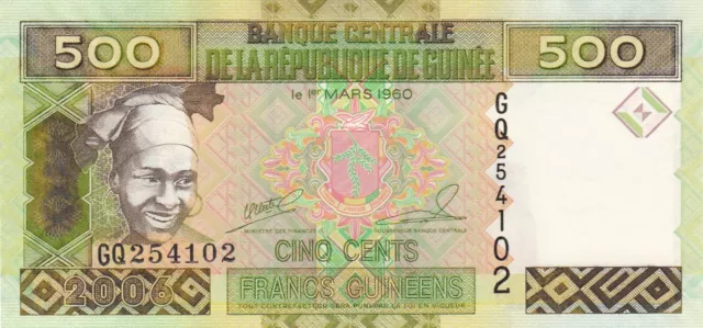 Guinea 500 Francs (2006) - Woman/Minehead/p39a UNC 2
