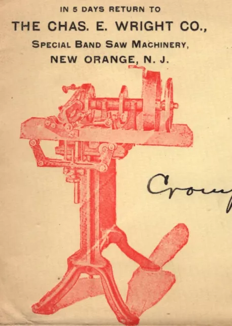 Special Band Saw Machinery C Wright Co New Orange Fancy Cancel 1904 Cover z46