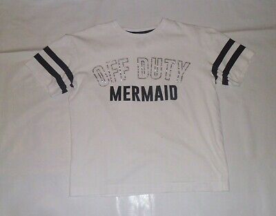 Matalan White Off Duty Mermaid Pyjama Top/ T-Shirt Age 12 Years