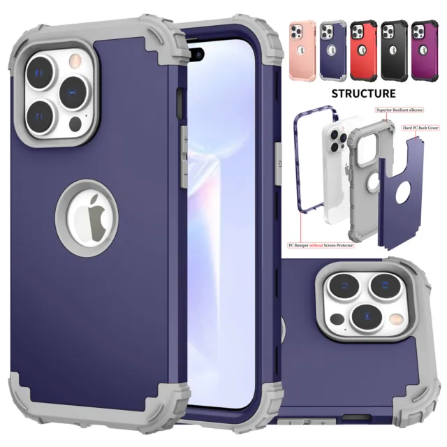 Shockproof Defender Hybrid Rugged Case For iPhone 15 Pro Max 14 13 12 11 XR XS 8