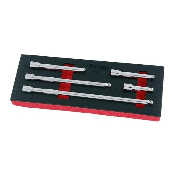 Socket Extension Bar Set 1/4" Drive 5 Pce Wobble End in Foam Tray Neilsen Tools
