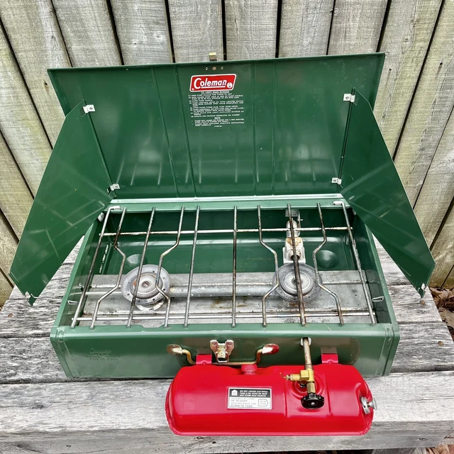 VINTAGE COLEMAN 2 Burner White Gas Camp Stove 413G 80.00 PicClick